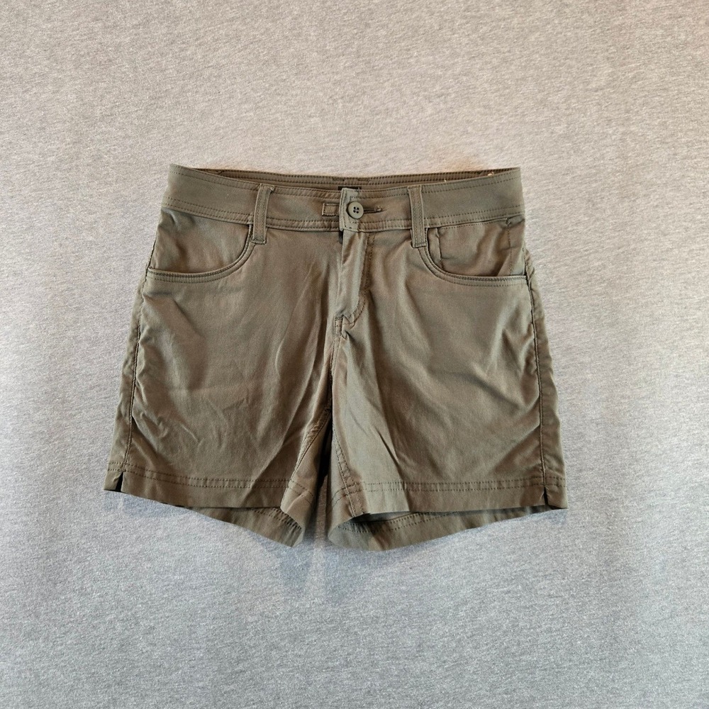 prAna Halle Short II Women 0 Olive Green ReZion Stretch Hiking Utility Cargo